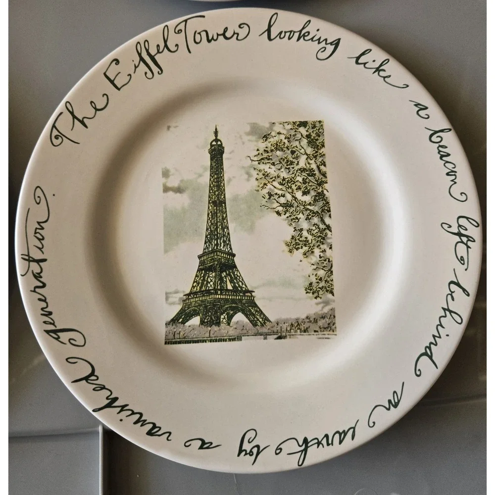 Rosanna For World Market Paris‎ Salad Plates Set 4 Eiffel Tower French Script
